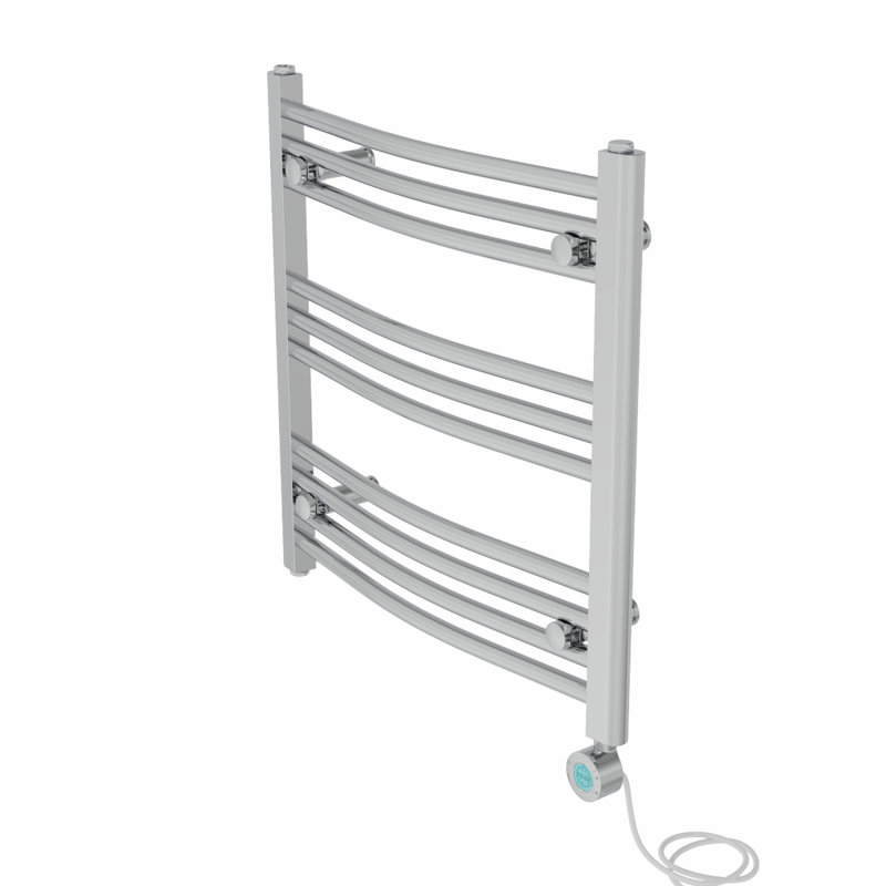 Ameia Curved Towel Rail Heated Towel Rails, 60cm H x 60cm W x 5.6cm D, Chrome
