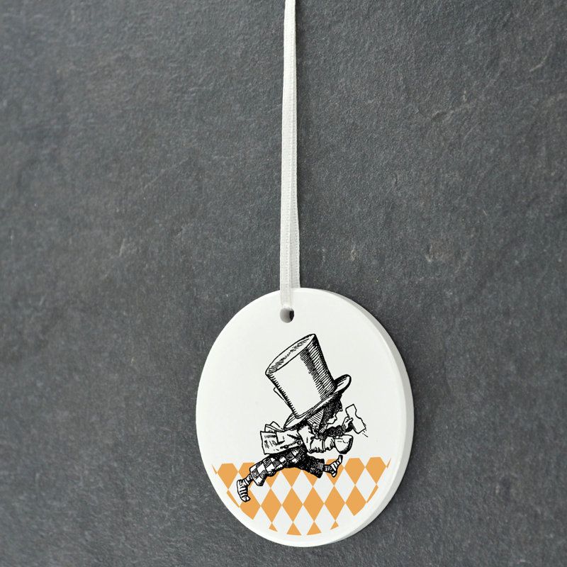 Mad Hatter Alice In Wonderland Circle Shaped Ceramic Ornament Bauble