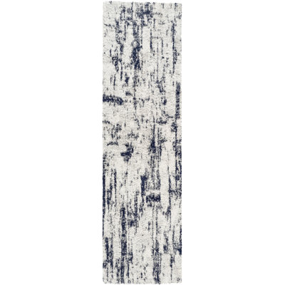 Moss Ivory & Blue Abstract Shag Modern Rug