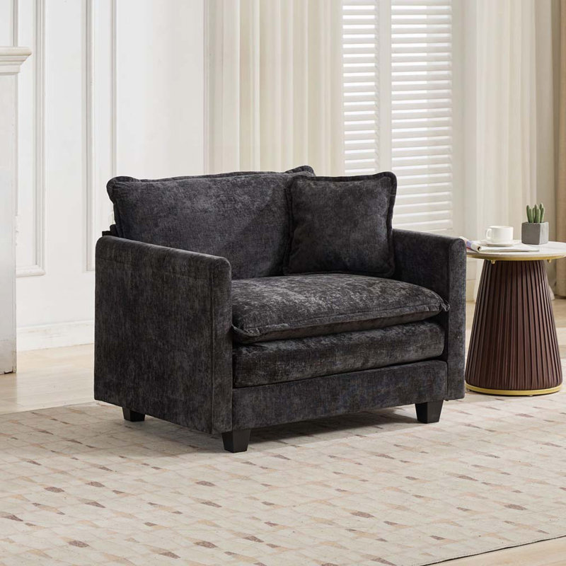 Fauteuil rembourré en tissu, Chenille noir