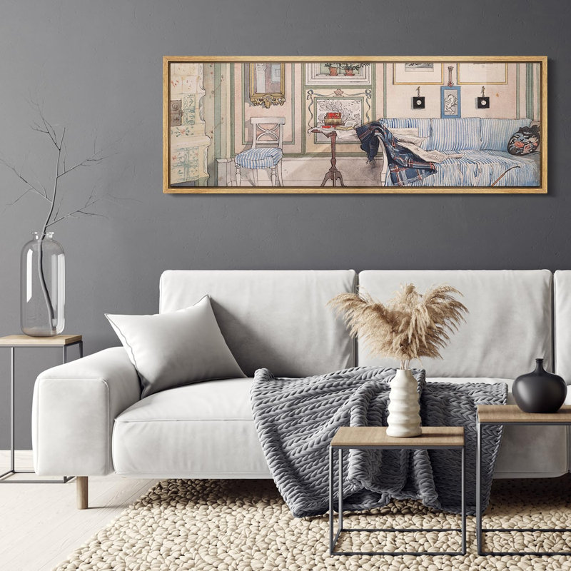 Intérieur douillet avec chien endormi, reproduction sur toile, H 20 po x l 60 po, Naturel