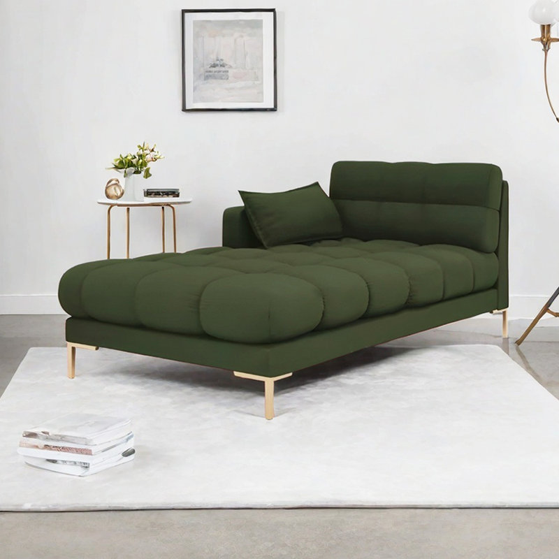 Méridienne moderne et confortable avec éponge haute densité, Vert foncé, Orienté à droite