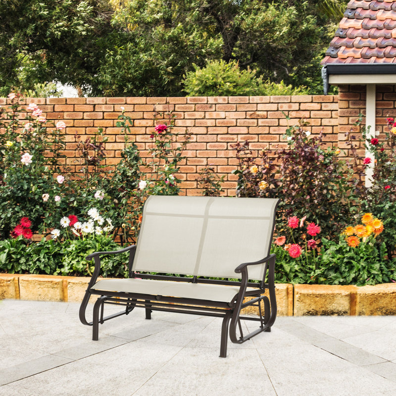 Chaise berçante d'extérieur en métal, Beige