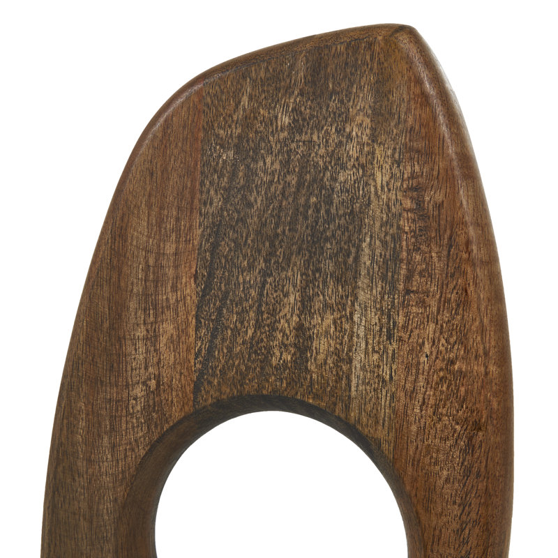 Dorpha Geometric Wood Sculpture with Light Marble Rectangular Base