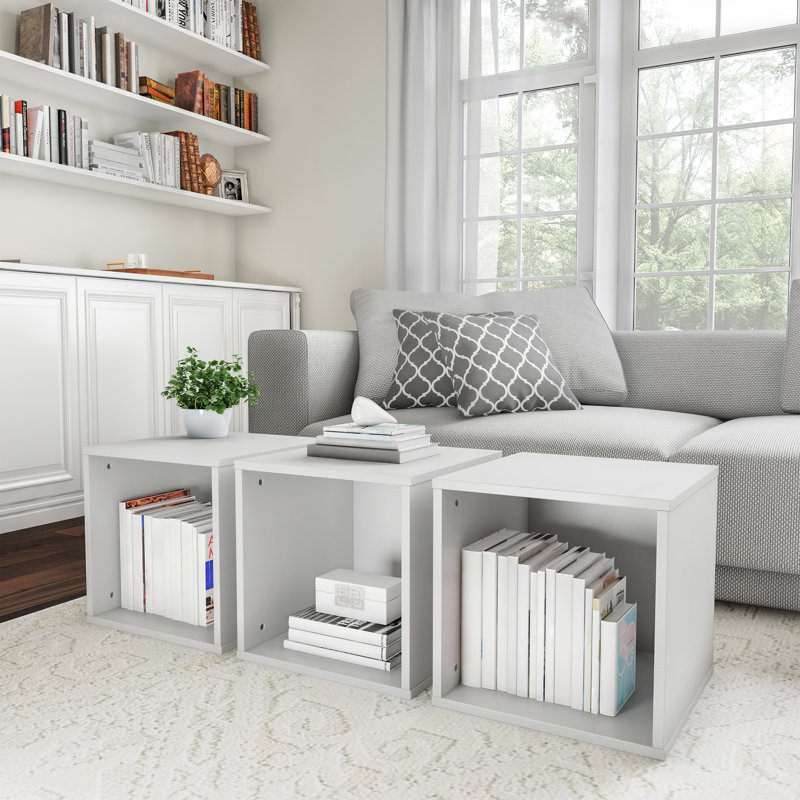 Danavia Stackable Cube End Table - Contemporary Minimalist Modular Shadowbox Accent Furniture for Bedroom, Living Room, or Office