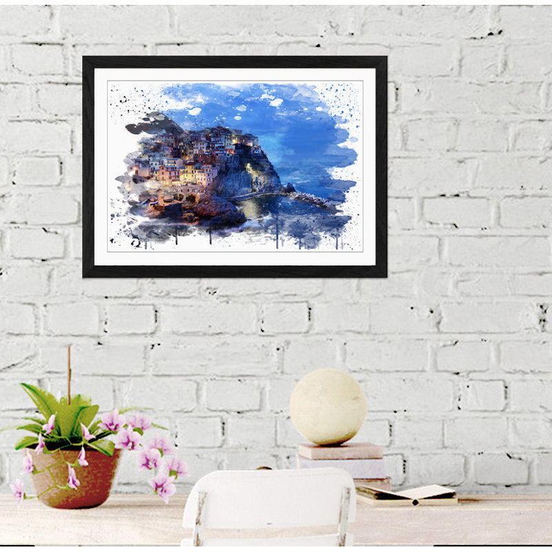 Landscape Cinque Terre Italy - Wall Art, 45cm H x 62cm W, Framed Picture