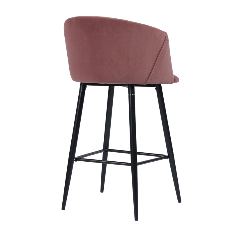 Fryman Upholstered Counter Stool with Metal Frame, Rose