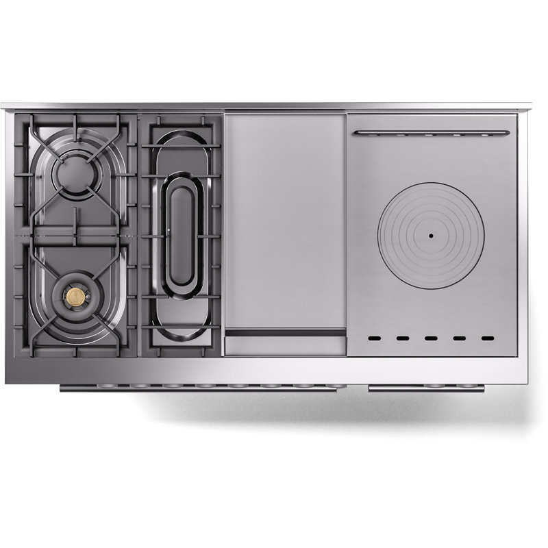 ILVE ProfessionalPlus II 48 Dual Fuel Range, knobs, Blue /Gray, Natural Gas