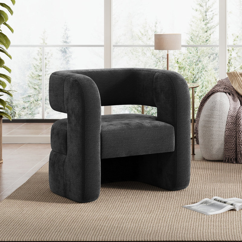Chaise d'appoint rembourrée entièrement assemblée pour le salon Sinel, Noir