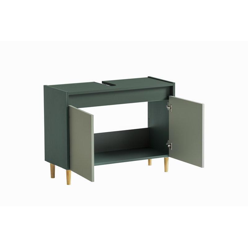Bowery Freestanding Bathroom Storage Cabinet, Forest Green/Pistachio