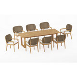 6 Seats 7 Pcs Grade-A Teak Wood Dining Set: 98" Sema Rectangle Table And 6 Akyee Arm Chairs #11AK3206