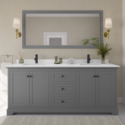 Avery 80'' Double Bathroom Vanity with Marble Top