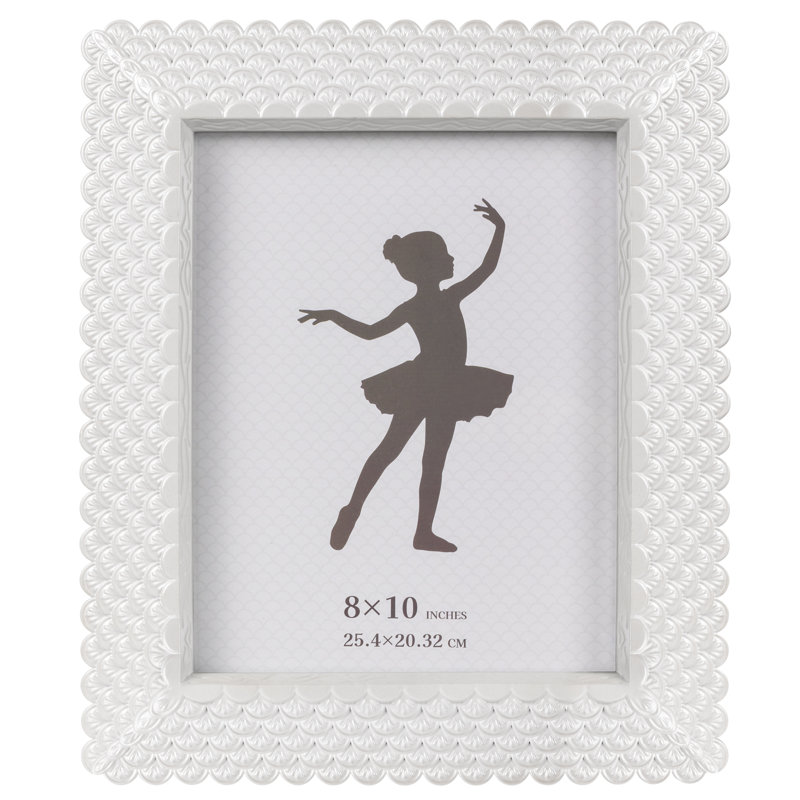 8X10 Shell Photo Frame, Coastal Resin Picture Frame With Tempered Glass For Tabletop Or Wall Mount, Ultramarine