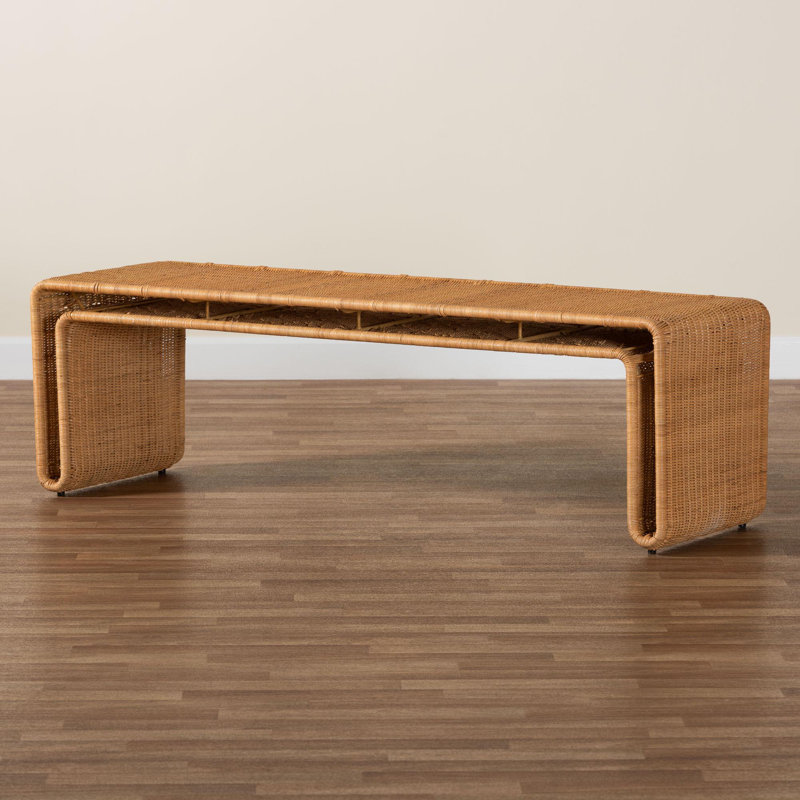 Bali & Pari Nevada Bohemian Light Honey Rattan Accent Bench