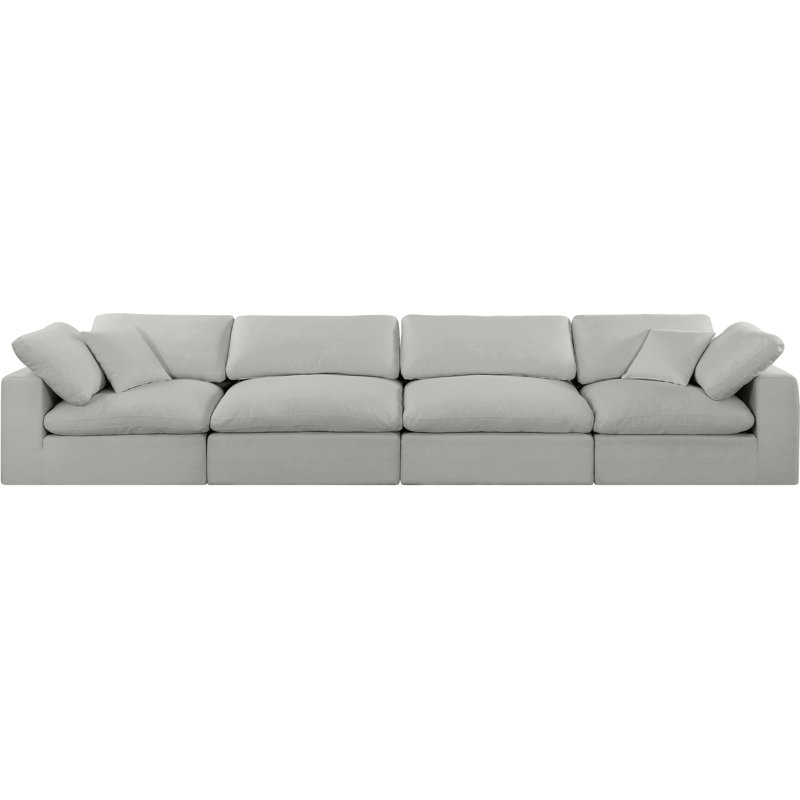 Hollynd 158" Linen Modular Sofa, Grey Linen Textured Fabric