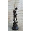Ayliah, sculpture originale de garçon de pêche avec canard, bronze, statue, art