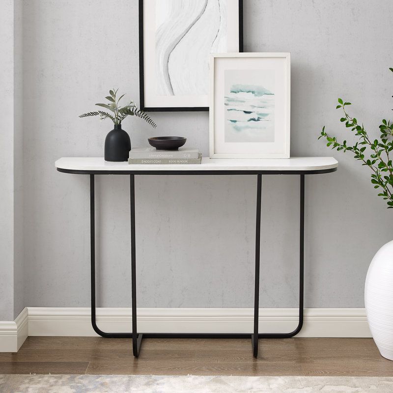 Dorothy 112 cm W Console Table, White Marble, Matte