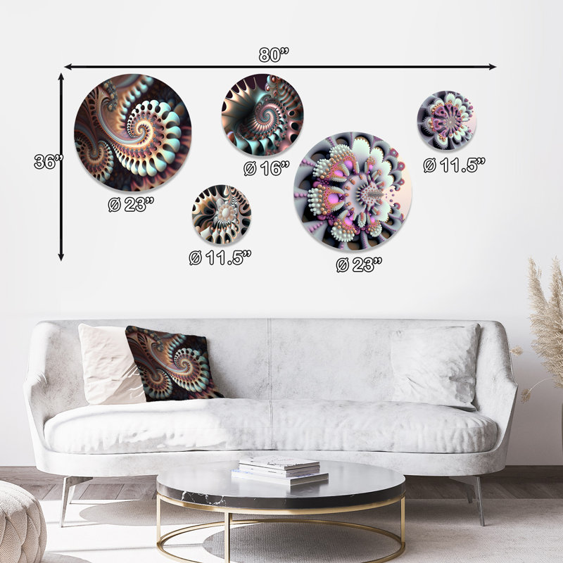 Pastel Fractal Infinity II - Décoration murale géométrique moderne en métal