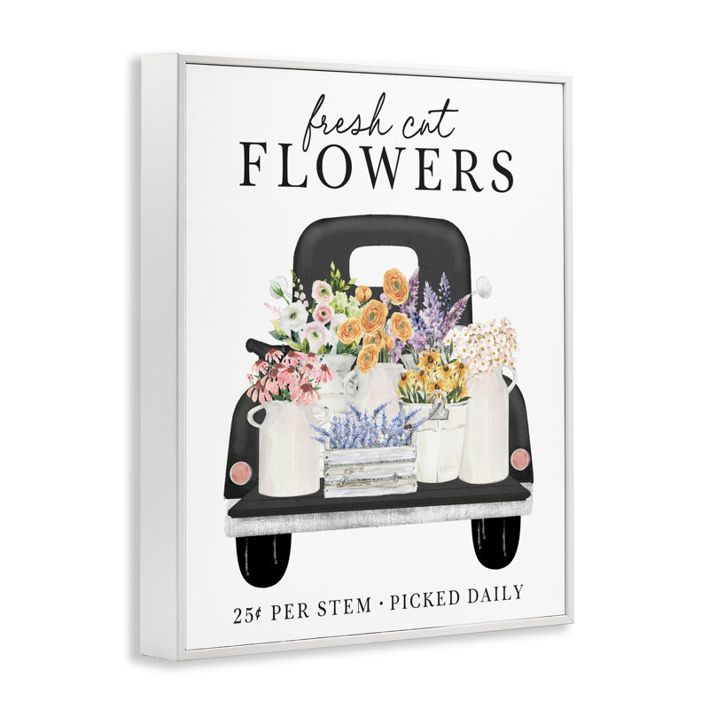 Giclée encadrée quotidienne de fleurs fraîches, design par lettré et doublé, H 14 po x l 11 po