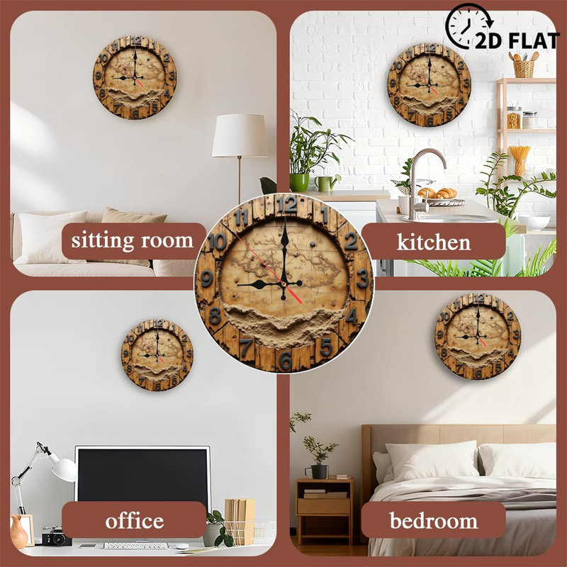 Horloge murale rétro en bois