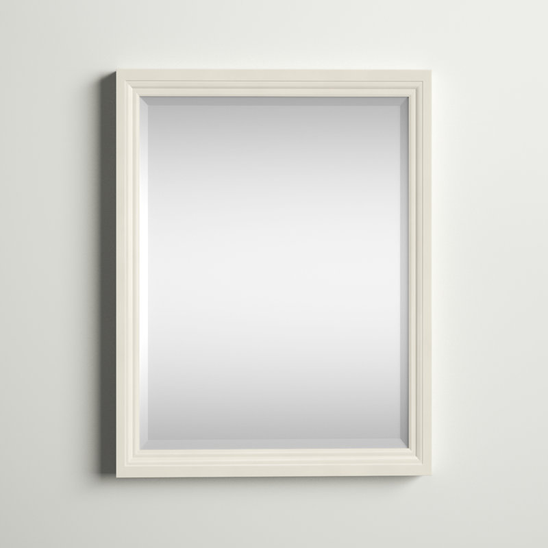 Magruder Wood Rectangle Wall Mirror, 30" H x 24" W, French White