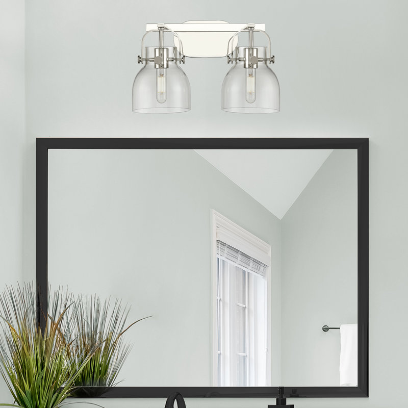 Éclairage pour meuble-lavabo mural 6 po Skycrest, Transparent, Nickel poli, Deux lumières