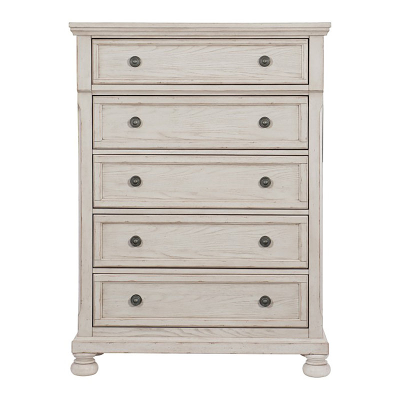 Commode 5 tiroirs Aleira, Gris