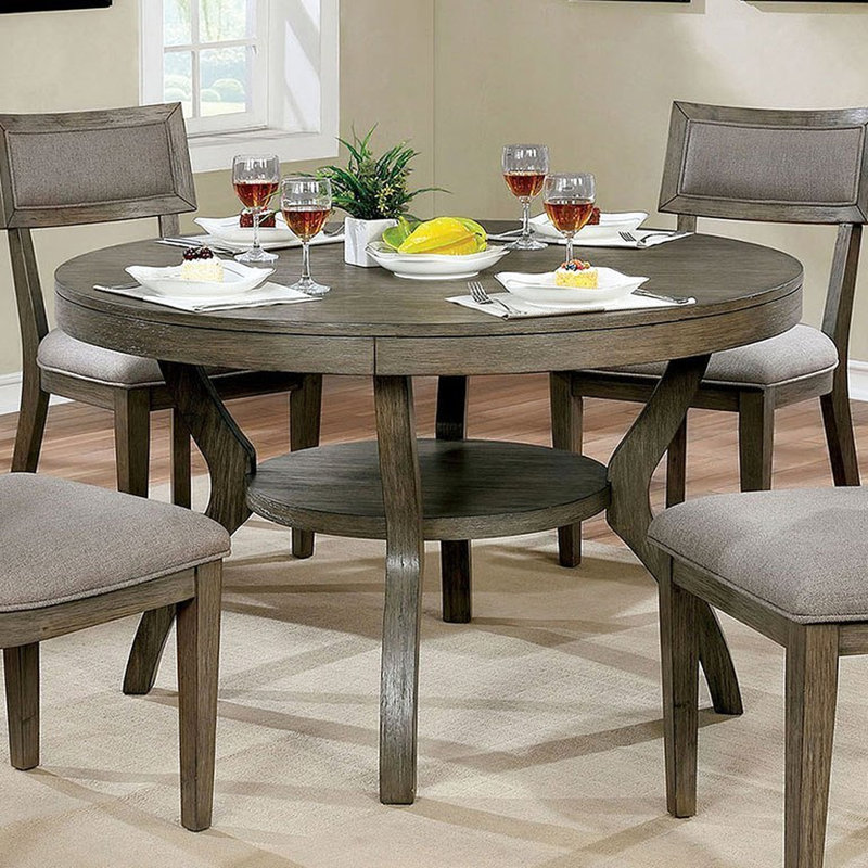 Table grise en bois massif avec tablette de salle à manger, tablette rustique Flair, ajout de charme