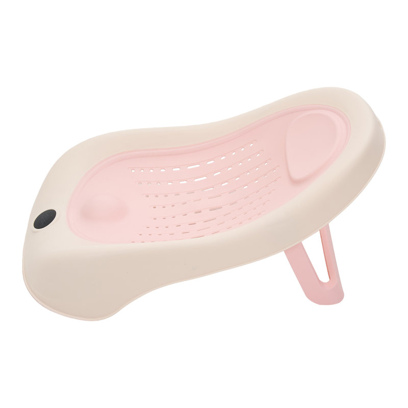 Foldable Non-Slip Baby Bath Support with LED Temperature Display, Pink/Black