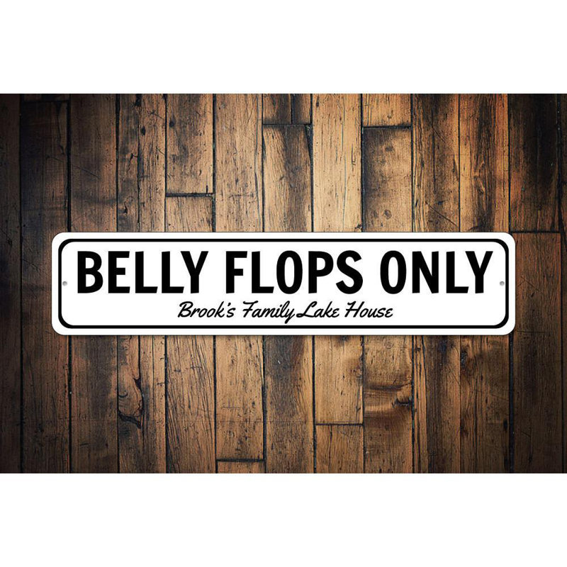 Enseigne Belly Flops Only, H 4 po x l 18 po x P 0,04 po