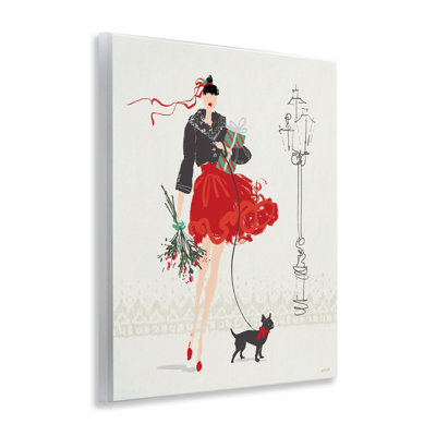 Holiday Fashionista Girl Canvas Wall Art by Anne Tavoletti
