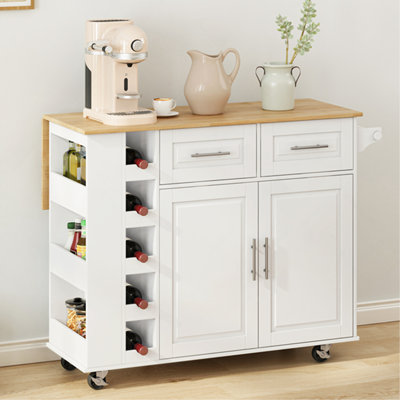 Chariot d'îlot de cuisine polyvalent avec plusieurs options de rangement pour une fonctionnalité améliorée
