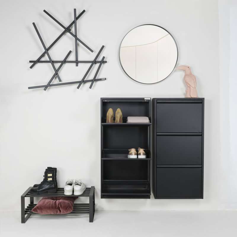 Metal Wall Wall Mounted Coat Rack, Black