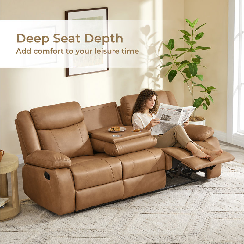 85.4'' Wide Manual  Reclining Sofa, Saddle