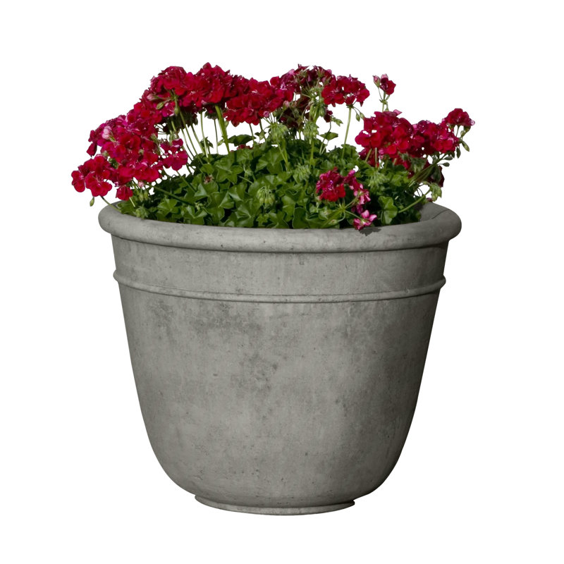 Pot à fleurs en pierre Carema, Pierre grise, H 18 po x l 22 po x P 22 po