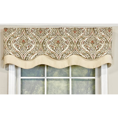 Cotton Blend Damask Scalloped Window Valance