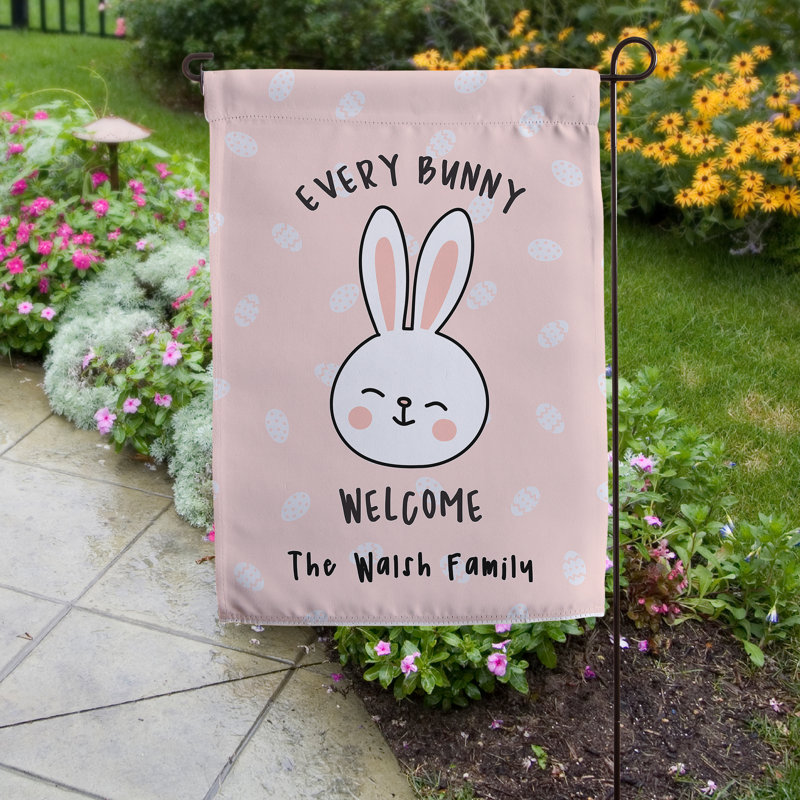 Drapeau de jardin personnalisé en polyester 17,25 po x 12,5 po Every Bunny Welcome, Oui