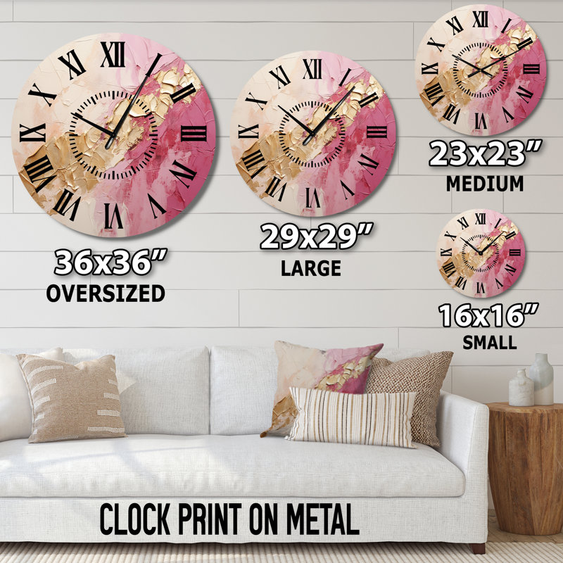 Horloge murale rose en or rose, Médium