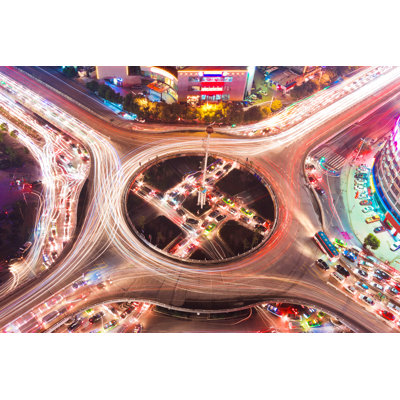 Overpass Of Light Trails by Snvv - Wrapped Canvas Print