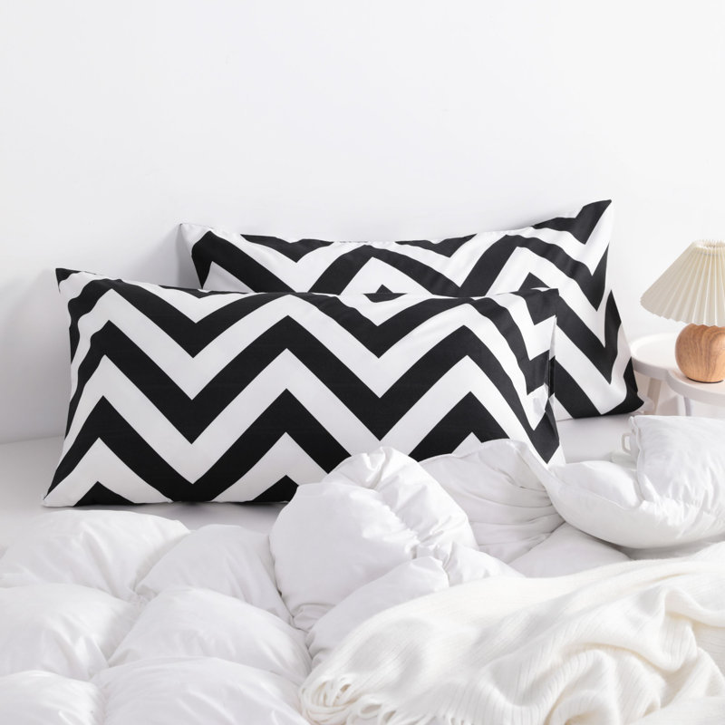 Taies d'oreiller à fermeture en microfibre, Noir - motif étoilé