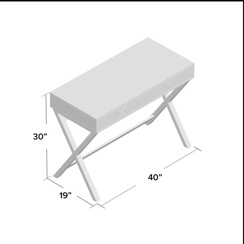 Bureau d'écriture à 2 tiroirs Émile, Blanc