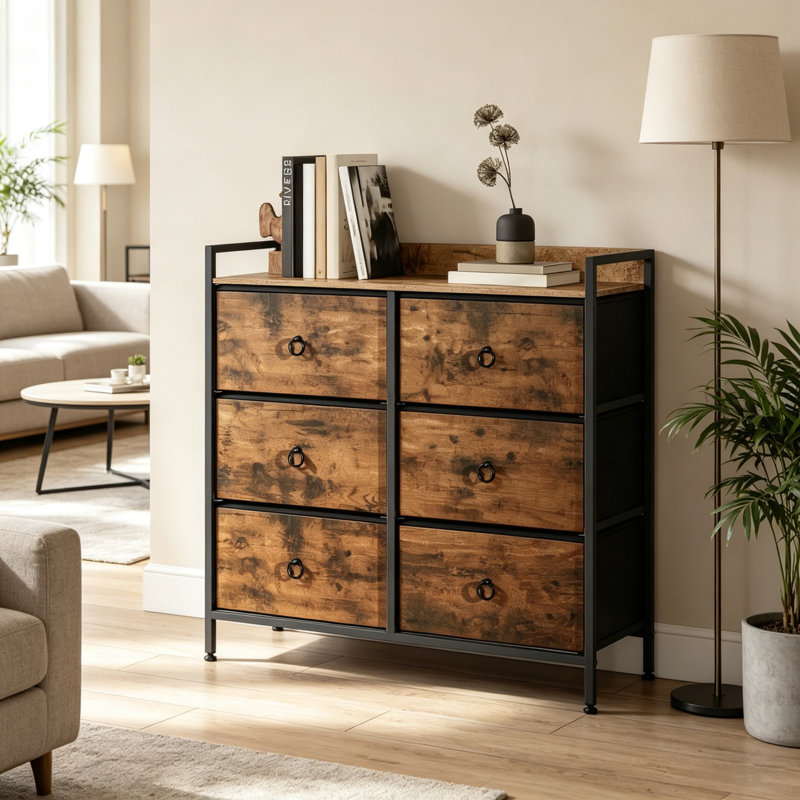 Steel 6 -Drawer Rectangle Accent Cabinet