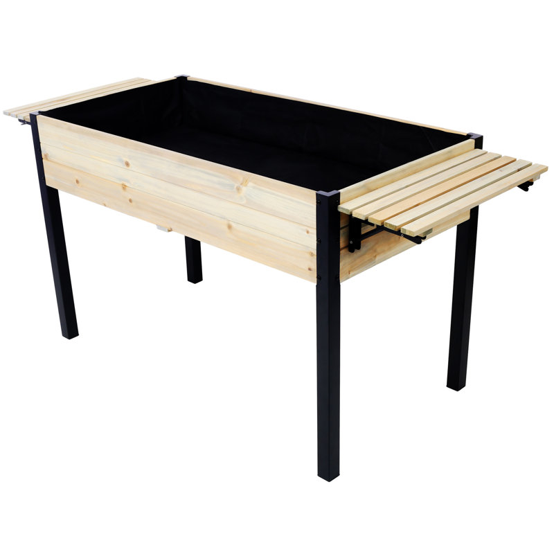 Raised Garden Bed, 29.5" H x 62.5" W x 23.6" D, Black/Natural