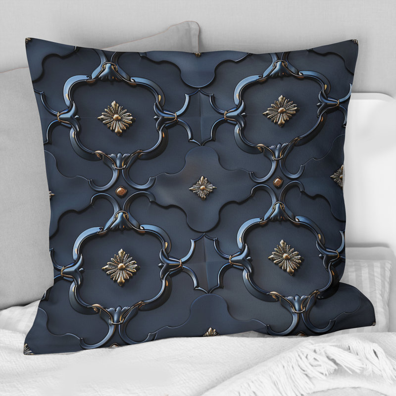 Coussin décoratif noir Mid-Century Quatrefoil II - Mid-Century, H 18 po x l 18 po