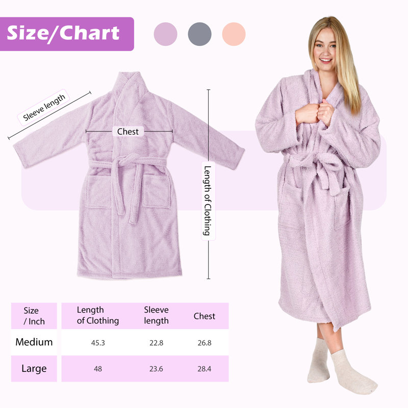  Peignoir de cheville avec poches, M, Mauve