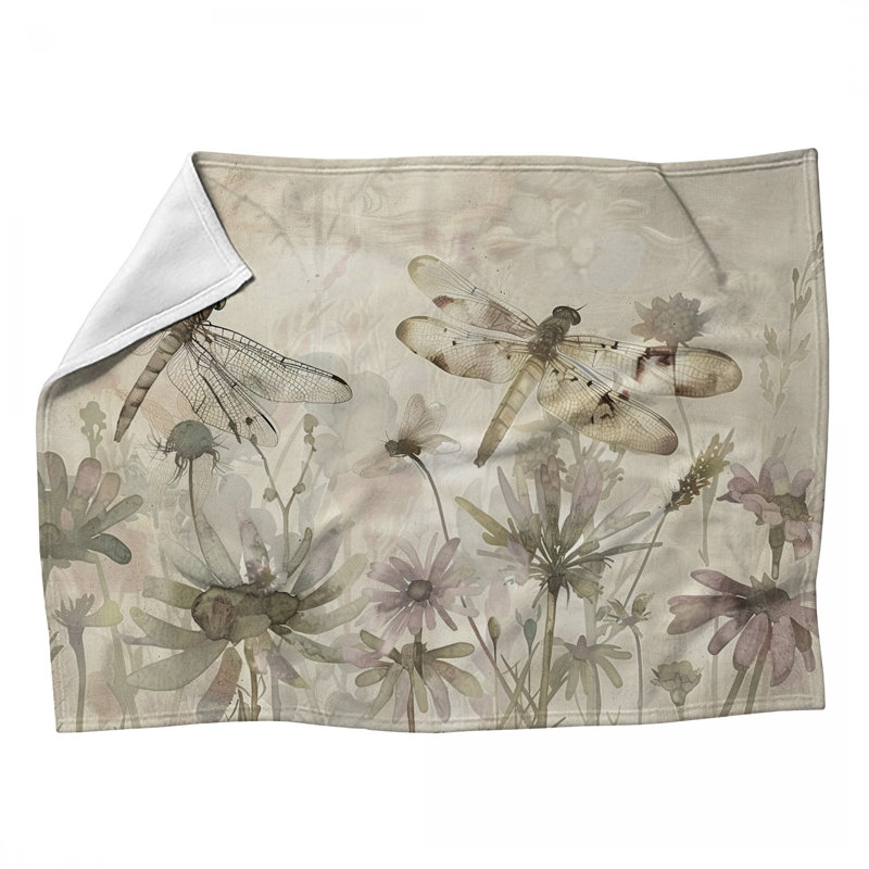 Jeté en libellule en molleton - Jetés nature pour canapés ou lits, 60 po x 80 po