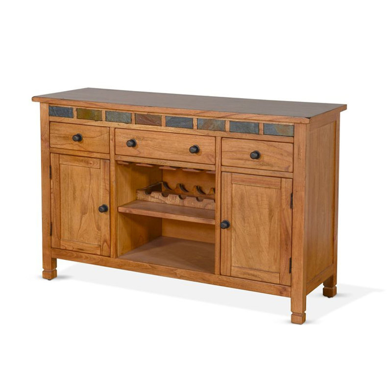 Buffet Tamara avec tiroirs, armoires, bois de mindi beige acajou