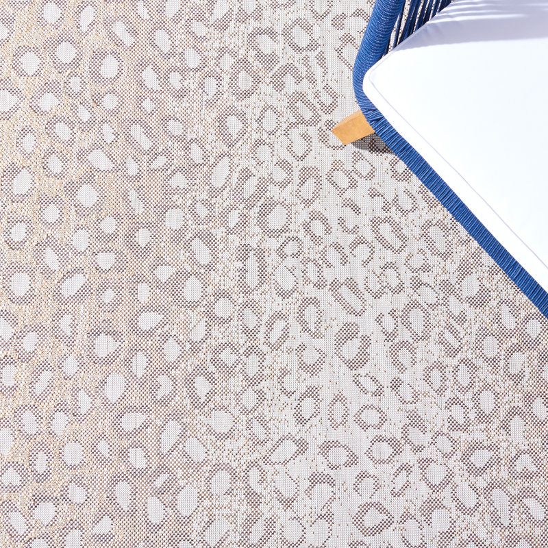 Mooresville Animal Print Taupe Indoor / Outdoor Area Indoor/Outdoor Area Rug, Square 5'3"