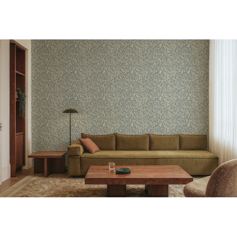 Leaf and Pod - Wallpaper, Linen Stone, Peel & Stick, Self-Adhesive