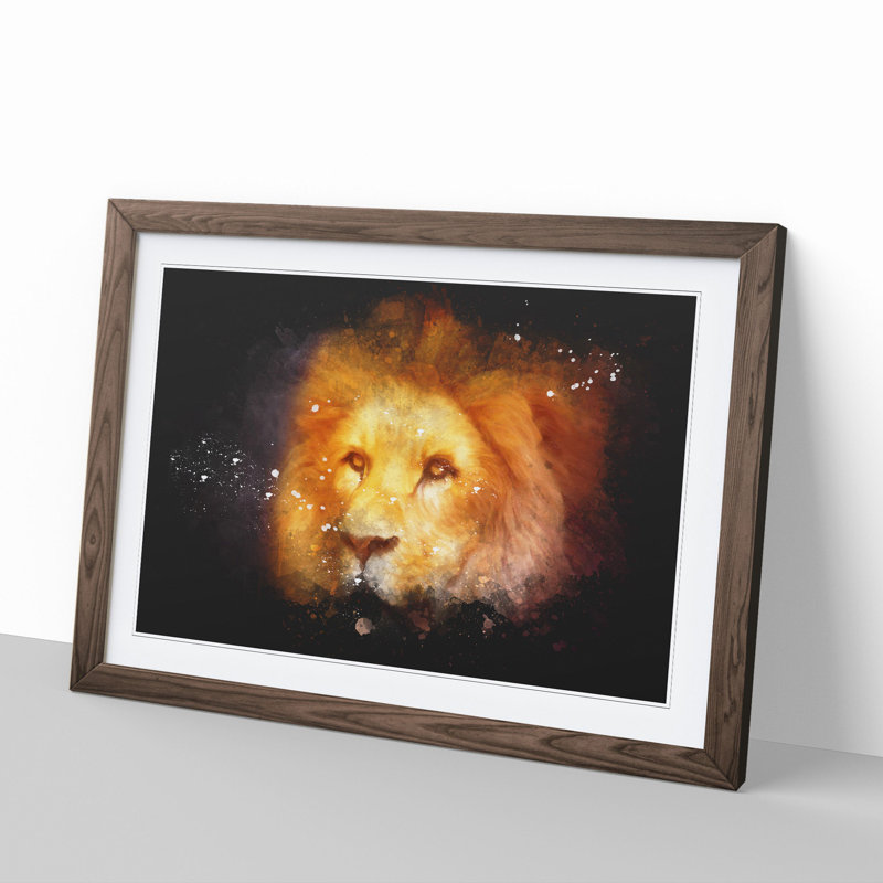 Lion Vol.4 - Picture Frame Graphic Art, Walnut Framed, 27cm H x 36cm W x 2cm D